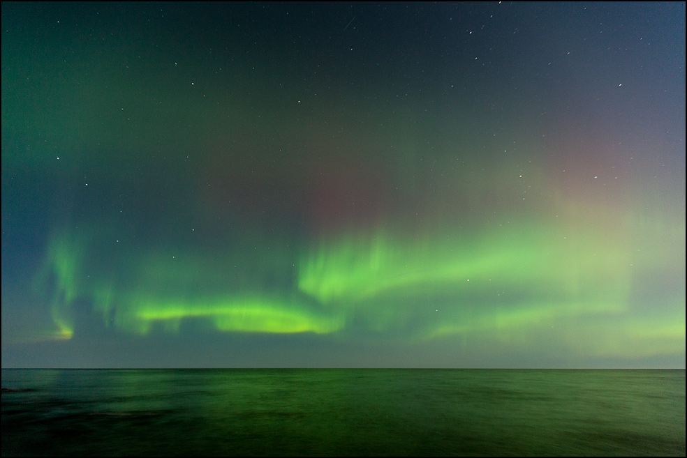 Northern lights over Lake Superior from Union Bay campground, Porcupine